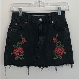 Black denim skirt